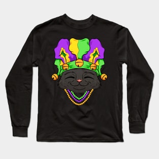 black cat mardi gras carnaval new orleans Long Sleeve T-Shirt